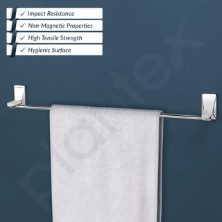 Plantex 304 Grade Stainless Steel Single Towel Rod/Towel Holder for Bathroom/Towel Rack/Bathroom Accessories, Crystal (24-inch) Chrome