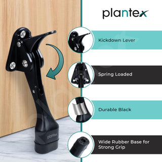 Plantex Door Stopper for Home - Hydraulic/Gate Stopper - Touch Adjustable Height & Rubber Grip - Set of 10 (186-Black)