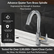 Plantex PAC-1812 Kitchen Sink Tap with Water Efficient Tap Aerator/Wall Mount Sink Tap for Kitchen Basin with 360Ãƒâ€šÃ‚Â° Swivel Spout (Chrome)