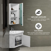 Plantex Unbreakable Wall Mount Vanity Cabinet with Washbasin and Mirror/Corner Basin with Cabinet for Bathroom - (406, White)