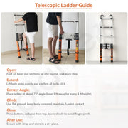 Plantex 2.9m (9.5 ft.) Aluminium Telescopic Ladder/10-Step Portable Ladder with Removable Hooks/Foldable Multipurpose Collapsible Ladder for Home & Outdoor Use/2 Year of Warranty by Plantex (Orange)