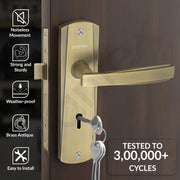 Plantex Heavy-Duty Door Lock Set - Main Door Lock Handle Set/Mortise Lock with 3 Keys, Pack of 1 (8130-Brass Antique)