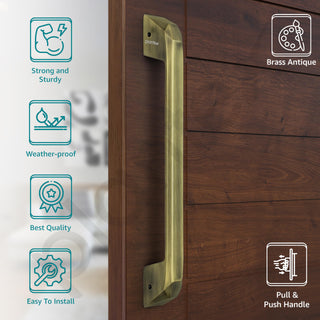 Plantex Door Handle/Main Door Handle/14 Inch Pull-Push Handle for Home & Office/3 Years Warranty Pack of 1 (SH-351, Brass Antique)