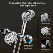 Plantex ABS 8 mode Bathroom Shower Set with 304 Stainless Steel 1.5 meter Flexible Hose Pipe/Handheld Shower Head with 10-inch Round Shower Head-Chrome
