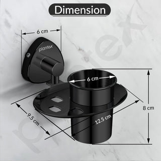 Plantex J4 Stainless Steel Toothbrush Holder for Bathroom/Toothbrush Stand for Bathroom/Tumbler Holder/Bathroom Accessories (PVD Black Finish) Angel