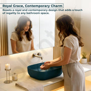 Plantex Wash Basin for Bathroom/Ceramic Basin/Rectangle Tabletop Basin/Hand Washbasin for Home/Restaurant - (18 x 13 x 5 inch -Pine Blue)