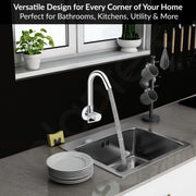 Plantex Pure Brass Sink Tap for Kitchen Basin/Wall Mount Sink Cock for Kitchen with Wall Flange and Teflon Tapes/Water Tap -(3204, Chrome)