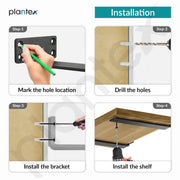 Plantex 6 inch Heavy Duty Shelf Bracket/Wall Shelves Angle Brackets/GI Steel Shelf bracket/Angles for wall shelf - Pair of 1 (Black)