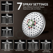 Plantex Abs Shower Head For Bathroom/8 Different Modes Shower Head/Overhead Shower Without Arm/Rain Shower Head For Bathroom - (Chrome)