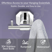 Plantex 304 Grade Stainless Steel Hook for Bathroom/Cloth Hanger for Wall/Hanger Hooks/Wall Hooks for Hanging Strong - Nipron (Chrome)