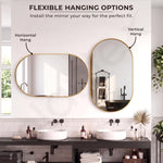 Plantex Aluminium Frame Mirror for Bathroom/Wall Mount Capsule Mirror for Bedroom/Dressing Room/Living Room/Entryway - (Gold, 18x30 Inch)
