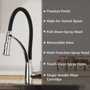 Plantex Designer Kitchen Sink Faucet/Pull Out Faucet for Kitchen Sink with 360Ã‚Â° Rotatable Flexible tap for Kitchen Sink Deck Mounted -(Chrome & Black)
