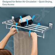 Plantex 304 Grade Stainless Steel 24 Inch Towel Rack for Bathroom/Towel Stand/Towel Hanger/Bathroom Accessories - Iris (Chrome)