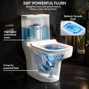 Plantex Ceramic Commode for Toilet/One Piece Western Toilet with 6D Siphonic Flush/Commode with Soft Closing Toilet Seat - S Trap - (ASTA, White)