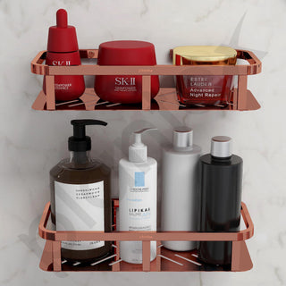 Plantex Stainless 304 Grade Steel Shelf for Bathroom/Kitchen Rack - Bathroom Accessories - Pack of 2 (12X5 Inches-PVD Rose Gold Finish)