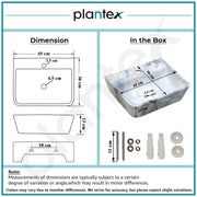 Plantex Wall Hung Wash Basin for Bathroom/Designer Ceramic Basin/Rectangle Countertop Washbasin for Home/Office (17 x 14 x 5 Inch)