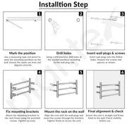 Plantex Electric Heated Towel Rail for Bathroom/3-Bar Wall Mounted Towel Warmer/304 Grade Stainless Steel Towel Bar/Fast Heating & Rust Proof - Pack of 1 (Chrome, 400mm X 300mm)