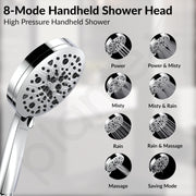 Plantex Telephonic Brass Wall Mixer for Bathroon 2 in 1/Hand Shower 8 Modes/1.5 mtr. Hose Pipe with Self Adhesive Bracket/Bathroom Accessories