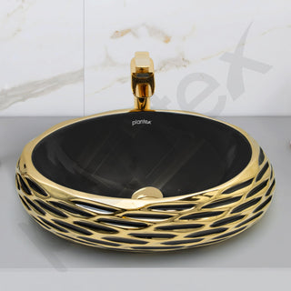 Plantex Table Top Wash Basin For Bathroom/Designer Ceramic Basin/Countertop Vessel Sink Basin - Indo-European Collection (EQTT-594, 23 x 16 x 7 Inch)