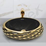 Plantex Table Top Wash Basin For Bathroom/Designer Ceramic Basin/Countertop Vessel Sink Basin - Indo-European Collection (EQTT-594, 23 x 16 x 7 Inch)