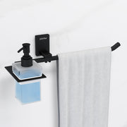 Plantex 304 Grade Stainless Steel Liquid Soap Dispenser with Napkin Ring/Shampoo Dispenser/Towel Ring for Bathroom/Bathroom Accessories - Pack of 1 (Crystal, Black)