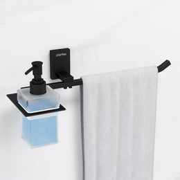 Plantex 304 Grade Stainless Steel Liquid Soap Dispenser with Napkin Ring/Shampoo Dispenser/Towel Ring for Bathroom/Bathroom Accessories - Pack of 1 (Crystal, Black)