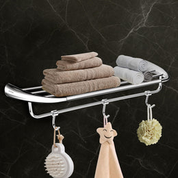 Plantex Smero Pure Brass 24 inch Towel Rack for Bathroom/Towel Stand/Hanger/Towel Holder/Towel Bar/Bathroom Accessories - Craft (Chrome)