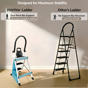 Plantex Ladder for Home/Strong Foldable Wide 3 Step Ladder/Anti-Skid 3 Step Ladder - (Apex - White)