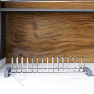 Plantex Stainless Steel Dish Rack for Kitchen/14 Slot Plate Rack for Cabinet/Saucer Dish Stand Organizer with Anti-Scratch Base(Size-4Inches, Slot- 14, Pack of 1)