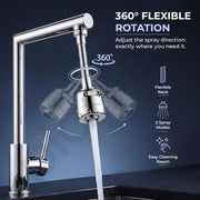 Plantex Water Saving Kitchen Tap Extender/2 Mode ABS Flexible Tap Extension With Aerator/360° Neck Rotation -(Chrome, APS-N-3)