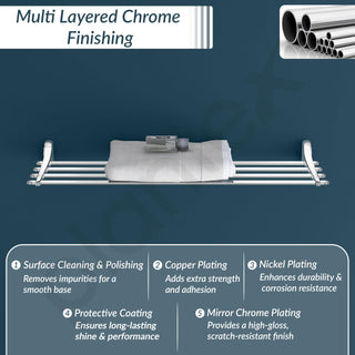 Plantex Rich Brass 24-inch Towel Rack for Bathroom/Towel Hanger for Bathroom/Towel Stand/Bathroom Accessories - Unique (Chrome)