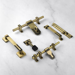 Plantex Stainless Steel Door Kit for Single Door/Door Accessories (10-inch Al-Drop,8-inch Latch,2 Handles of 8 and 7 Inch,7-inch Tower Bolt and 4-inch Door Stopper- (Brass Antique)