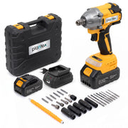 Plantex 21V Brushless Cordless Impact Wrench/1/2 Inch Drive/350N.m Electric Impact Wrench Kit with 2 Li-Ion Batteries/Charger/Sockets & Carrying Case - (Yellow, ML-W012)