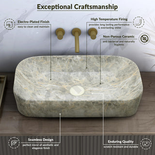 Plantex Ceramic Wash Basin for Bathroom/Over Counter Bathroom Sink/Designer Hand Wash Sink for Home/Office/Hotel (21.5x14x5 Inch)