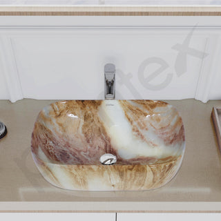 Plantex Ceramic Tabletop Basin Sink/Basin for Bathroom/Wash Basin/Washbasin for Restaurant, Hotel (Marble Finish, 18 x 13 x 5.5 Inch)