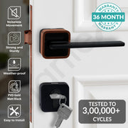 Plantex Door Lock for Home/Main Door Lock Set with 3 Computerized Key/Mortise Locks for Door with Brass Lockbody & Cylinder (SM036, Rose Gold & Black)