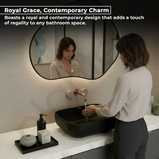 Plantex Ceramic Black Wash Basin for Bathroom/Table Top Basin/Washbasin for Bathroom (Matt Black - 18 x 13 x 5.5 Inch)