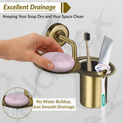 Plantex 304 Grade Stainless Steel 2in1 Soap Holder with Tumbler Holder/Bathroom Accessories - Daizy (Antique)