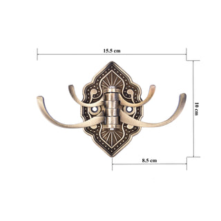 Plantex Antique Robe Hook/Cloth-Towel Hanger/Door Hanger Hook/Wall Hangers for Clothes/Robe Hooks for Bathroom Accessories - (Brass-Zinc)