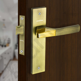 Plantex Heavy Duty Door Lock – Bathroom Door Lock/Mortise 8inch Keyless Plate Handle Set for Home/Bathroom/Store Room/Balcony/Office with Baby Latch (8114, Brass Antique & PVD Gold)