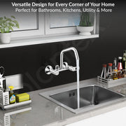 Plantex Pure Brass Wall Mount Sink Mixer Tap/Hot & Cold Kitchen Faucet with 360Ã‚Â° Swivel Spout/Wall Mounted Water Tap - Pack of 1 (Chrome, 3224)