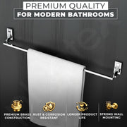 Plantex Towel Rod for Bathroom/Pure Brass Towel Hanger/24in Towel Holder/Bathroom Accessories - Pack of 1 (APS-RTO-01, Chrome)