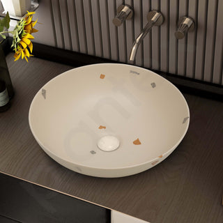 Plantex Wash Basin/Ceramic Table Top Wash Basin/Designer Countertop Basin for Bathroom/Restaurants/Hotel (Khakhi - 16 x 16 x 5 Inch)
