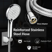 Plantex Acrylonitrile Butadiene Styrene Hand Shower For Bathroom/5 Inch Round Multi-Function 3 Mode Shower Hand/Hand Shower With 1.5 Meter Flexible Tube And Wall Hook-(Chrome)