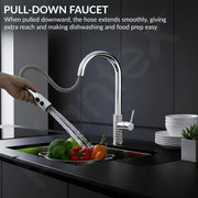 Plantex Pull-Down Kitchen Sink Tap/Pure Brass Sink Tap for Kitchen Basin with 360⁰ Swivel Spout/Kitchen Sink Faucet- (2045, Chrome)