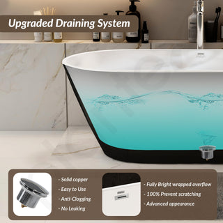 Plantex Bathtub For Bathroom/Freestanding Bath tub for Adults/Deep Soaker Bathtub with Overflow, Popup and Drain Pipe (BSM-203-Black & White-1700mm)