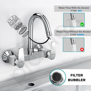 Plantex Sink Mixer Tap Hot and Cold with 360° Swivel Spout/Mixer Tap for Kitchen with Wall Flange and Teflon Tape/Kitchen Sink Tap (Celesiya-1248)