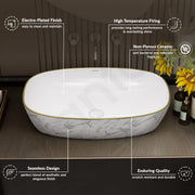 Plantex Ceramic Wash Basin for Bathroom/Table Top Ceramic Basin/Washbasin for Bathroom (White - 24 x 15 x 5.5 Inch)