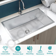 Plantex Guaranteed 304 Grade Stainless Steel Kitchen Sink/Sink For Kitchen with 7 Years of Warranty by Plantex/Single Bowl Sink with All Fittings & Drain Rack Included (Silver Matt - 30x18 Inches)
