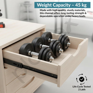 Plantex Drawer Channel/Regular Smooth Close Ball Bearing Slider Drawer Channel for Home, Kitchen & Wardrobe/Telescopic Channel for Drawer/for Wooden & Metals Drawers (16-Inch,Black) Pair